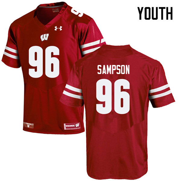 Youth #96 Cormac Sampson Wisconsin Badgers College Football Jerseys Sale-Red